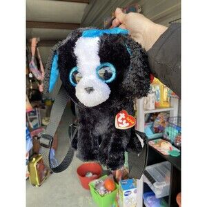 Ty Gear TRACEY the Dog Plush Backpack Beanie Boos Black White Blue Bow